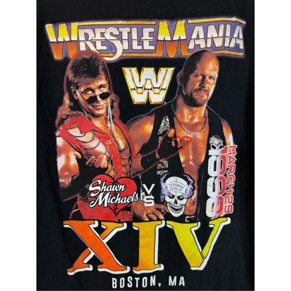 WWE Wrestle Mania XIV 1998 Boston Stone Cold Shawn Michaels T-Shirt Men's Large - Picture 3 of 10